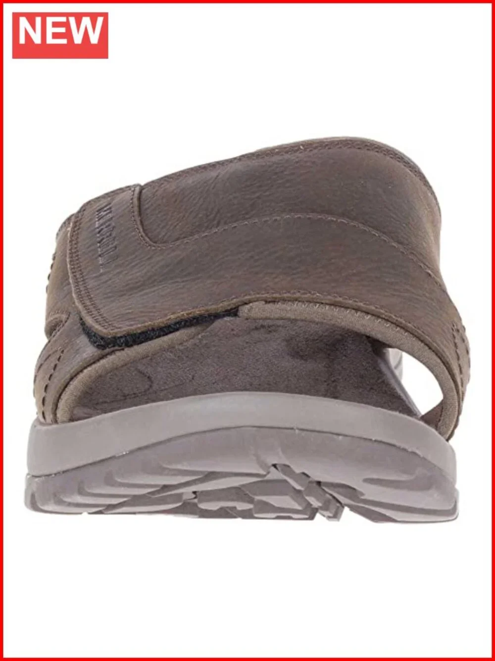 Leather Slide Sandals with Hook & Loop Closure, Cushioned Footbed